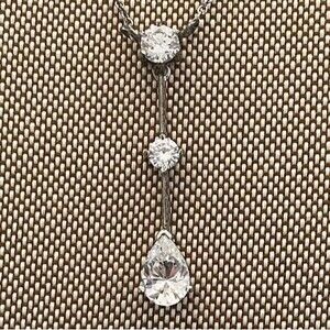 925 cubic zirconia pendant Drop Journey with 3 stones pendant necklace